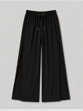 Noisy May Black Wide-Leg With slits Drawstring Pants / Vacation Pants / Size Med